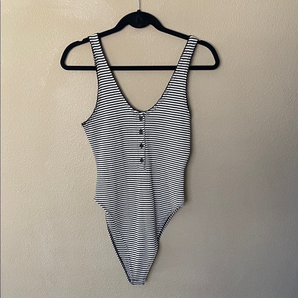Wild Fable Black and White Striped Bodysuit